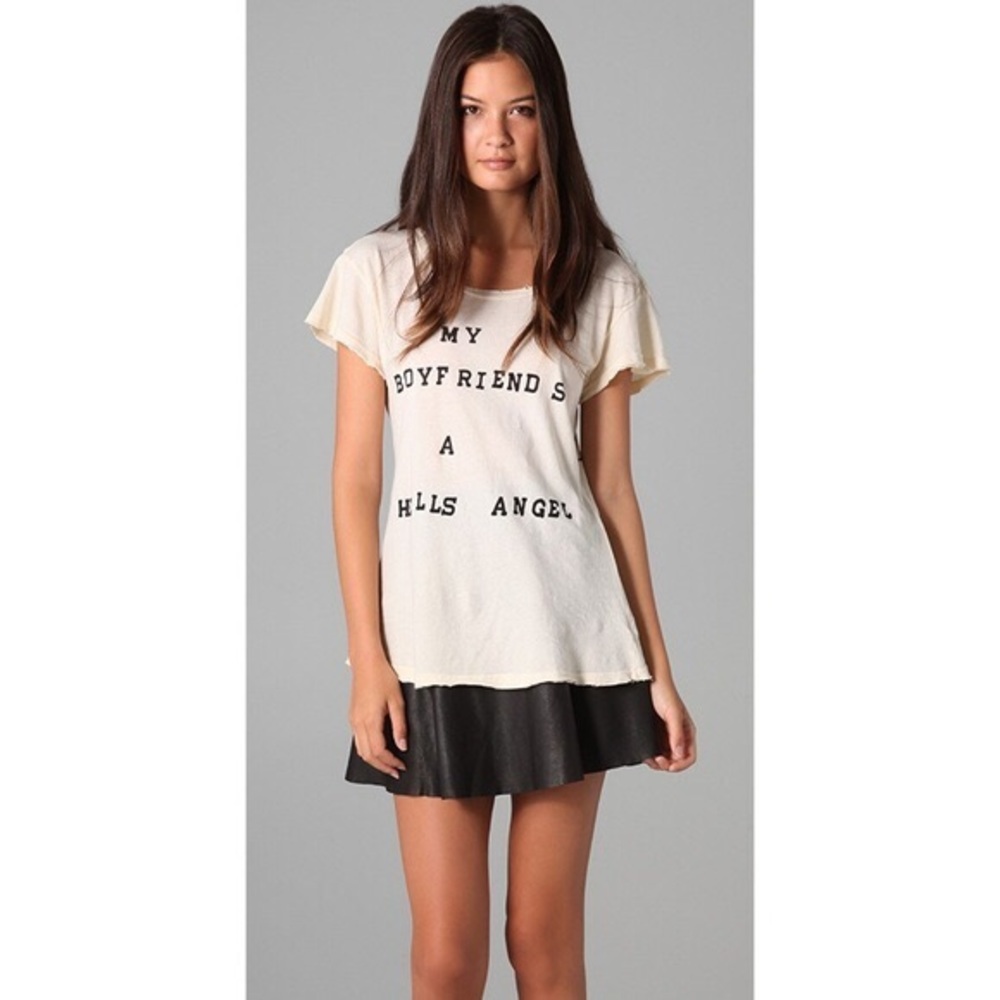Wildfox “My Boyfriends A Hells Angel” Cream Tshirt